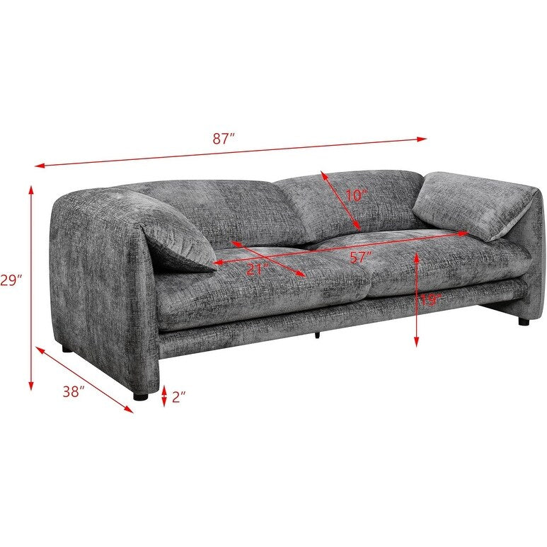 Roomfitters 87 3 Seater sofa with wide and comfortable armrest, High density sponge backrest & its plump cushions and soft