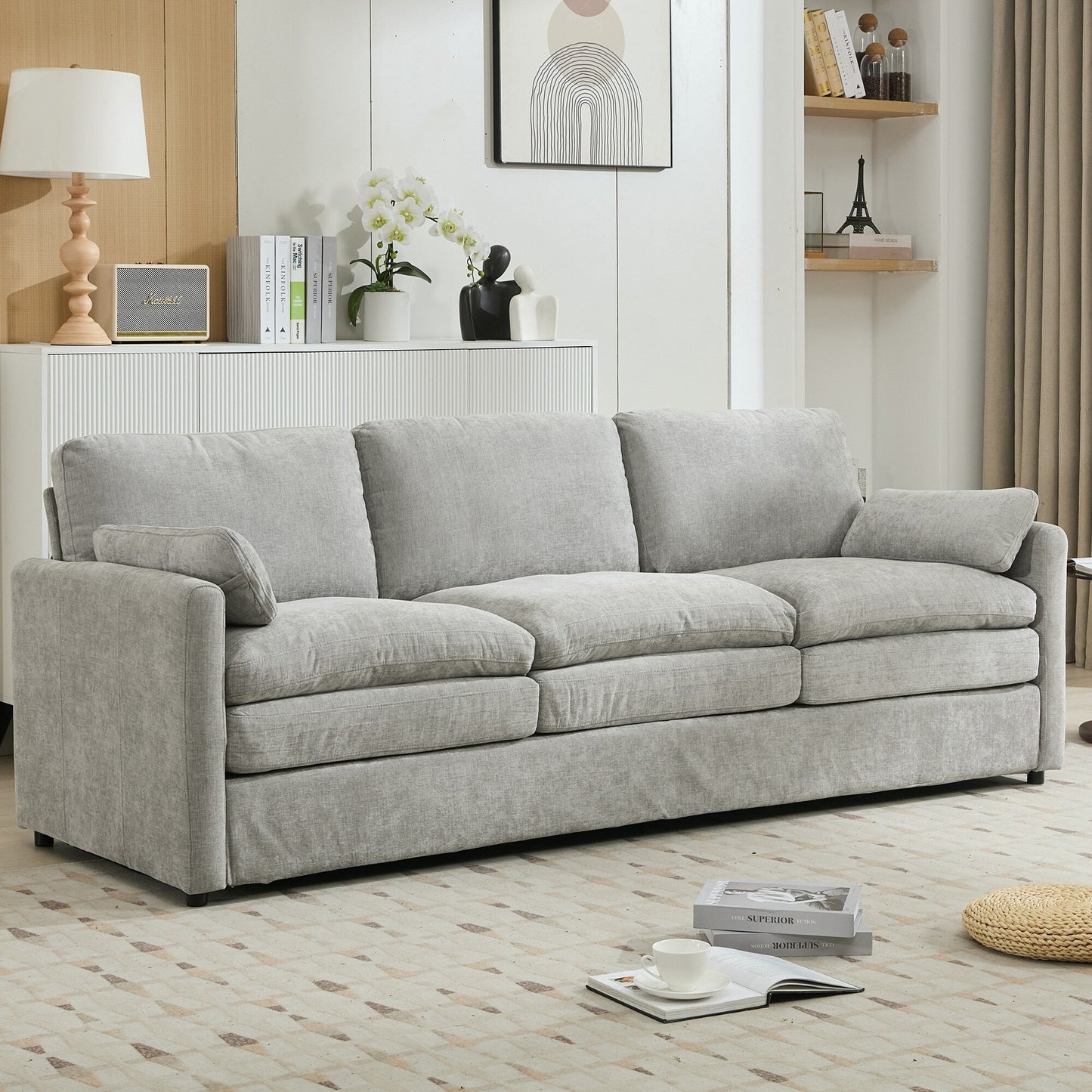 Roomfitters 89 Oversized Upholstered 3-Seater Cloud Sofa with Dual Plush Cushions