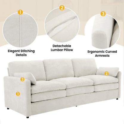 Roomfitters 89 Oversized Upholstered 3-Seater Cloud Sofa with Dual Plush Cushions