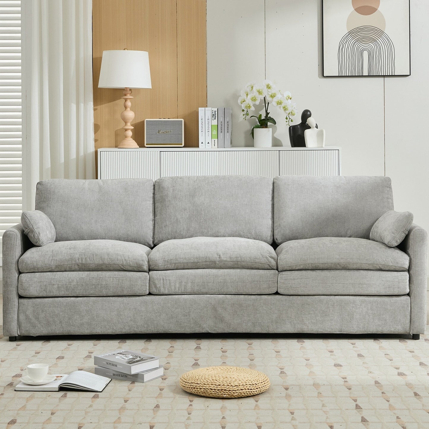 Roomfitters 89 Oversized Upholstered 3-Seater Cloud Sofa with Dual Plush Cushions