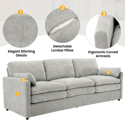 Roomfitters 89 Oversized Upholstered 3-Seater Cloud Sofa with Dual Plush Cushions