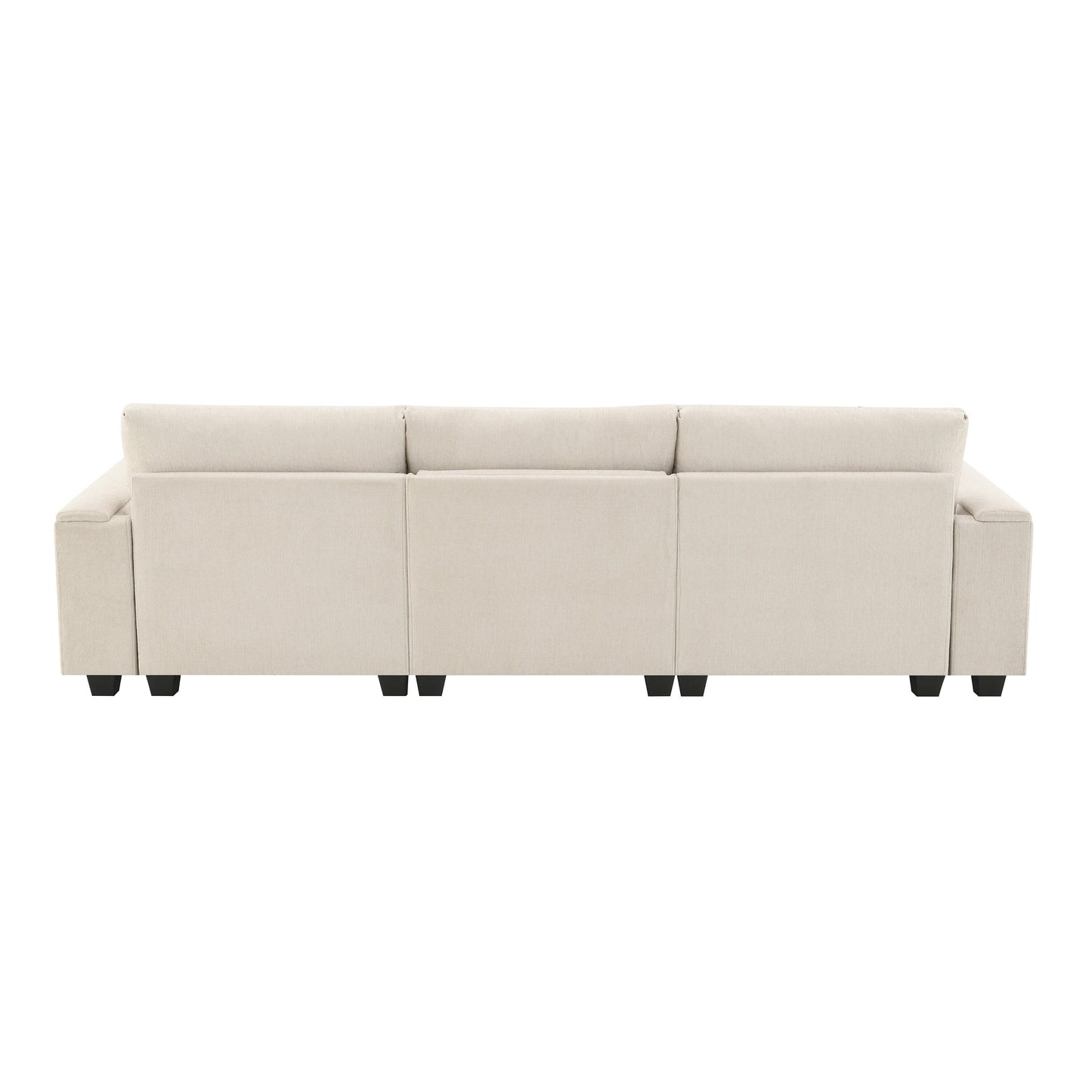 Roomfitters 96'' x 35'' Chenille Sectional Sofa with Bluetooth Speaker, Comfy Cloud Couch Set with Drop-Down Table, USB Charger