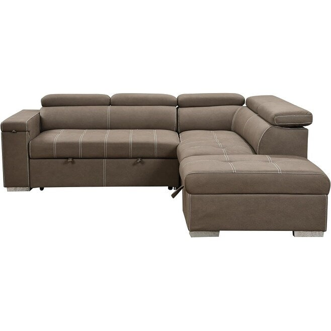 Roomfitters 99.5 Modern 2 in 1 Convertible Sofa Bed with Pull-Out Bed & Chaise Lounge, Adjustable Headrest