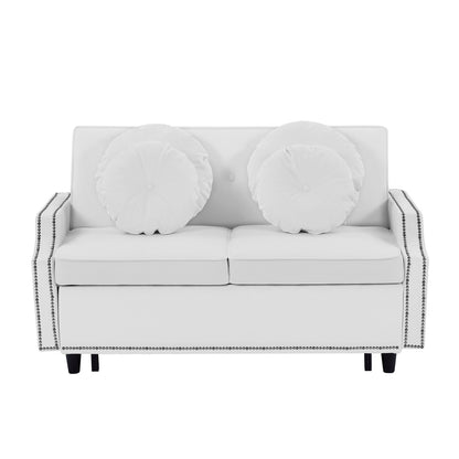 Roomfitters Adjustable Sofa Bed with Button Tufted Backrest, USB Ports, and Floral Lumbar Pillows, Perfect for Living Room