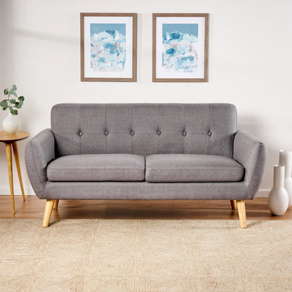 Roomfitters Charming Compact Loveseat with Button Tufted Back and Waffle Stitching for Small Spaces, Upholstered in Soft Fabric