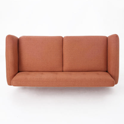 Roomfitters Charming Compact Loveseat with Button Tufted Back and Waffle Stitching for Small Spaces, Upholstered in Soft Fabric