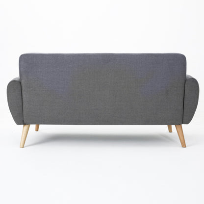 Roomfitters Charming Compact Loveseat with Button Tufted Back and Waffle Stitching for Small Spaces, Upholstered in Soft Fabric