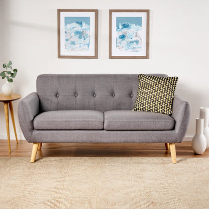 Roomfitters Charming Compact Loveseat with Button Tufted Back and Waffle Stitching for Small Spaces, Upholstered in Soft Fabric
