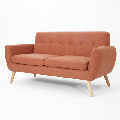 Roomfitters Charming Compact Loveseat with Button Tufted Back and Waffle Stitching for Small Spaces, Upholstered in Soft Fabric
