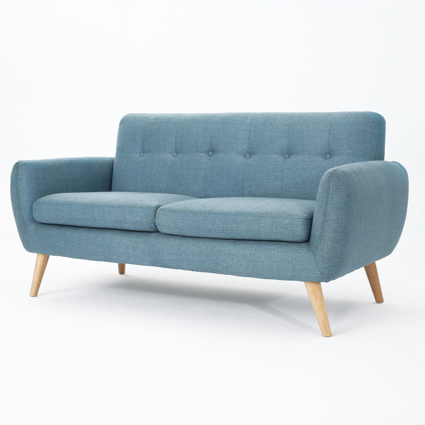 Roomfitters Charming Compact Loveseat with Button Tufted Back and Waffle Stitching for Small Spaces, Upholstered in Soft Fabric