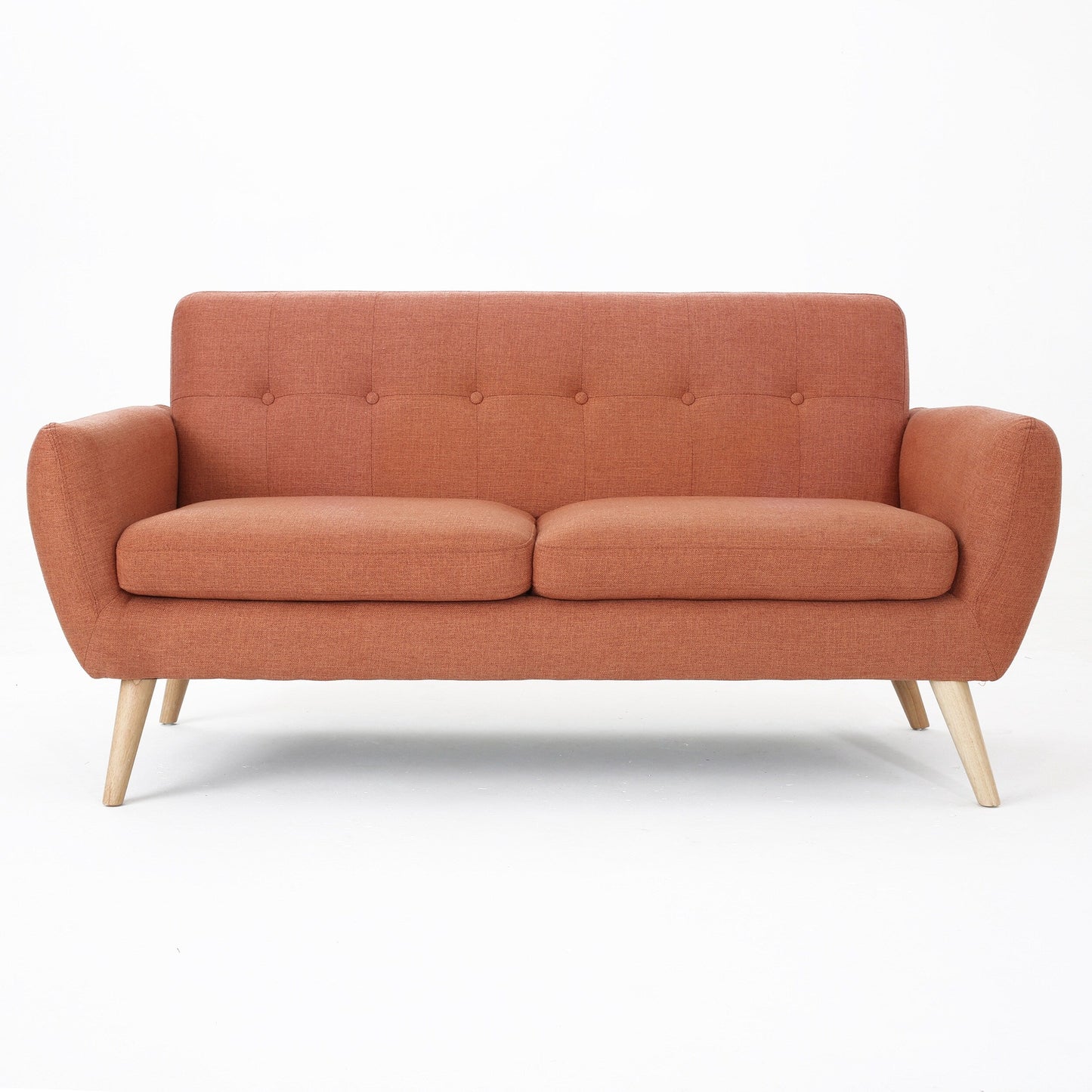 Roomfitters Charming Compact Loveseat with Button Tufted Back and Waffle Stitching for Small Spaces, Upholstered in Soft Fabric