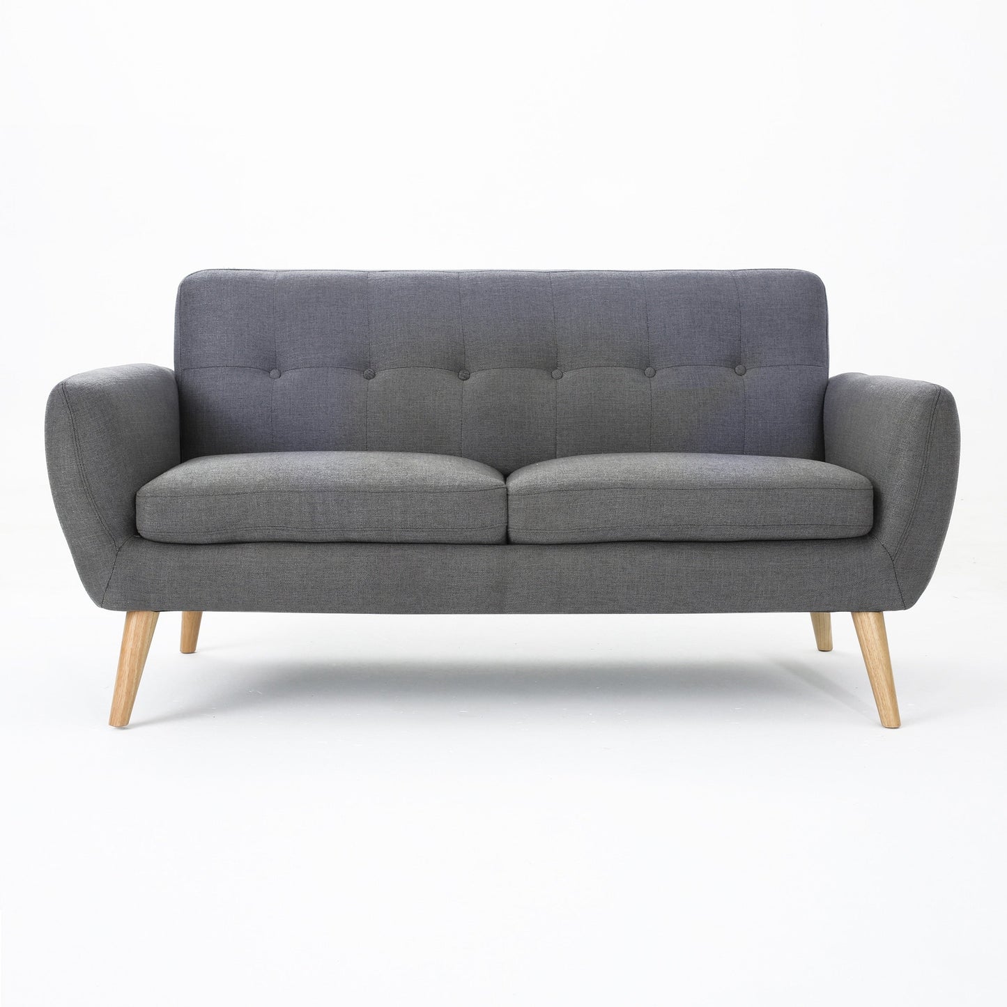 Roomfitters Charming Compact Loveseat with Button Tufted Back and Waffle Stitching for Small Spaces, Upholstered in Soft Fabric
