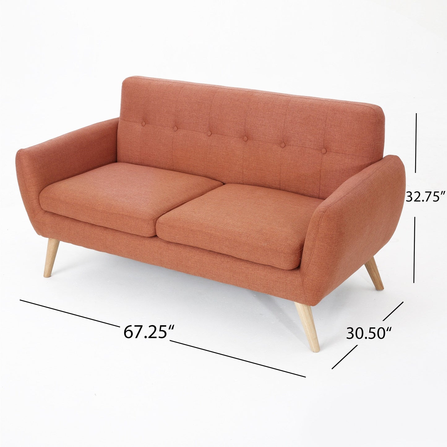 Roomfitters Charming Compact Loveseat with Button Tufted Back and Waffle Stitching for Small Spaces, Upholstered in Soft Fabric