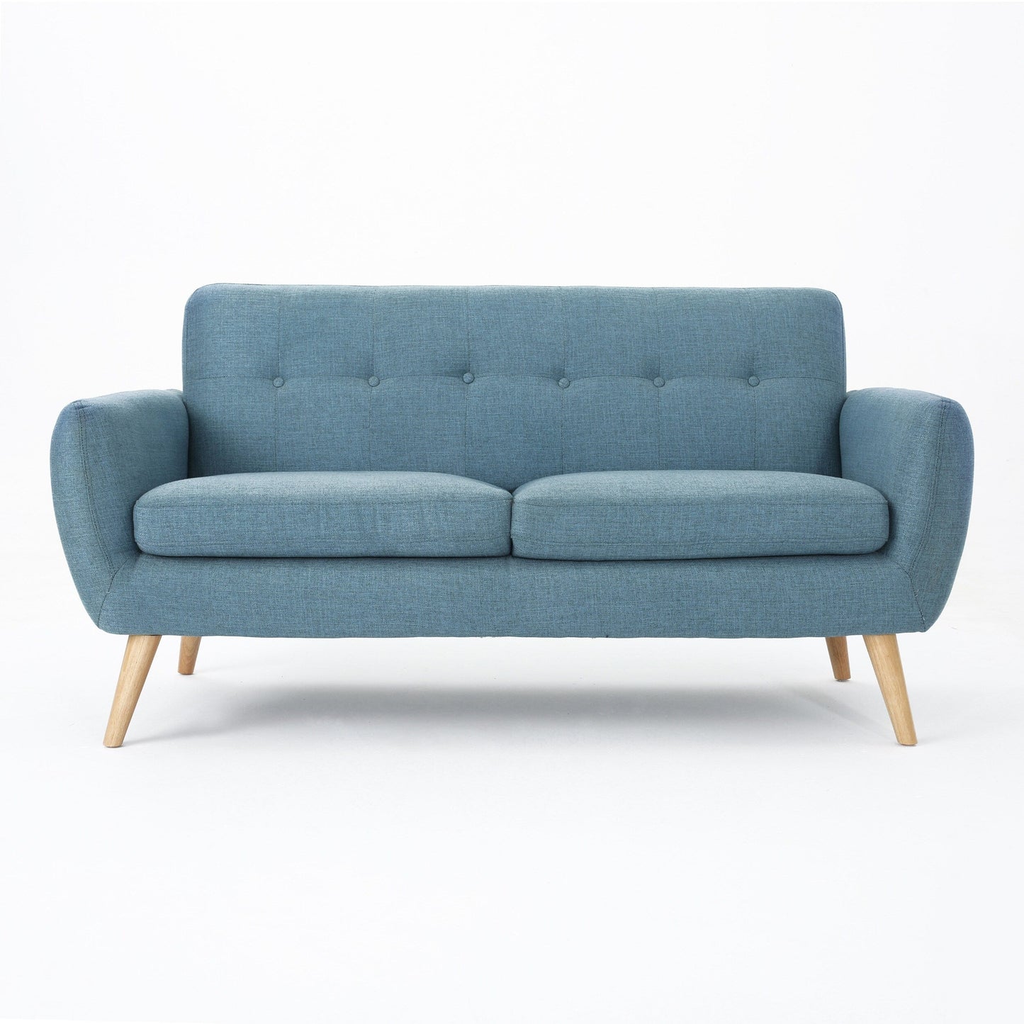 Roomfitters Charming Compact Loveseat with Button Tufted Back and Waffle Stitching for Small Spaces, Upholstered in Soft Fabric