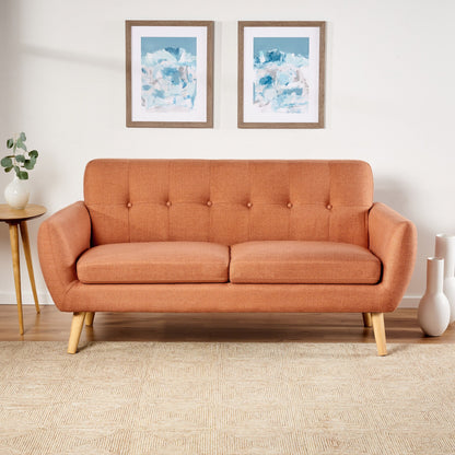 Roomfitters Charming Compact Loveseat with Button Tufted Back and Waffle Stitching for Small Spaces, Upholstered in Soft Fabric