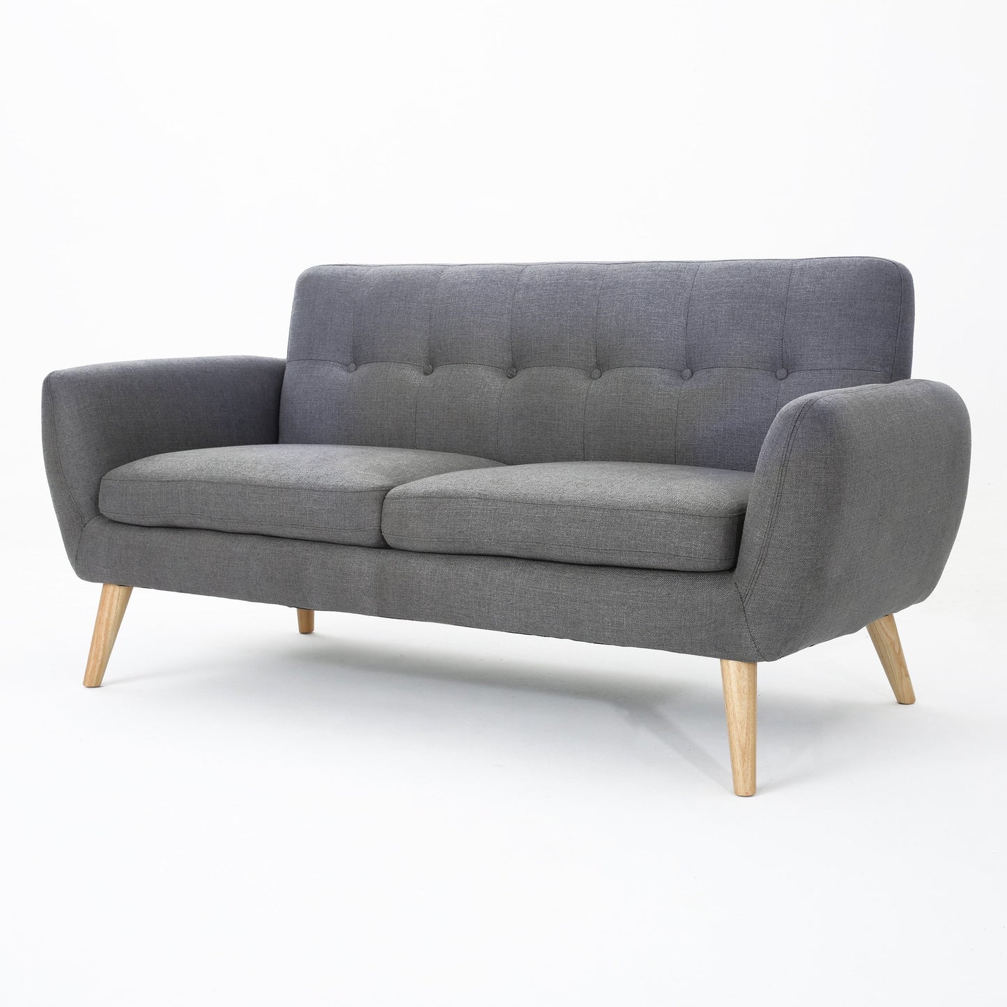 Roomfitters Charming Compact Loveseat with Button Tufted Back and Waffle Stitching for Small Spaces, Upholstered in Soft Fabric