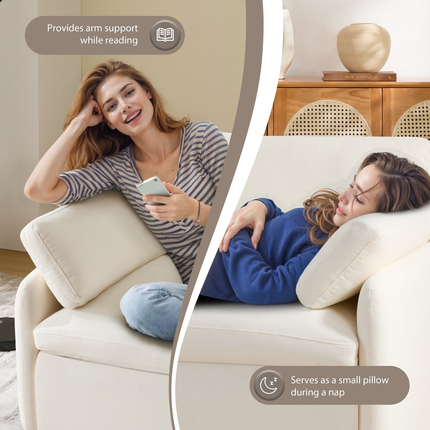 Roomfitters Chenille Oversized Accent Chair with Pillows, Comfy Upholstered Lounge Armchair for Living Room