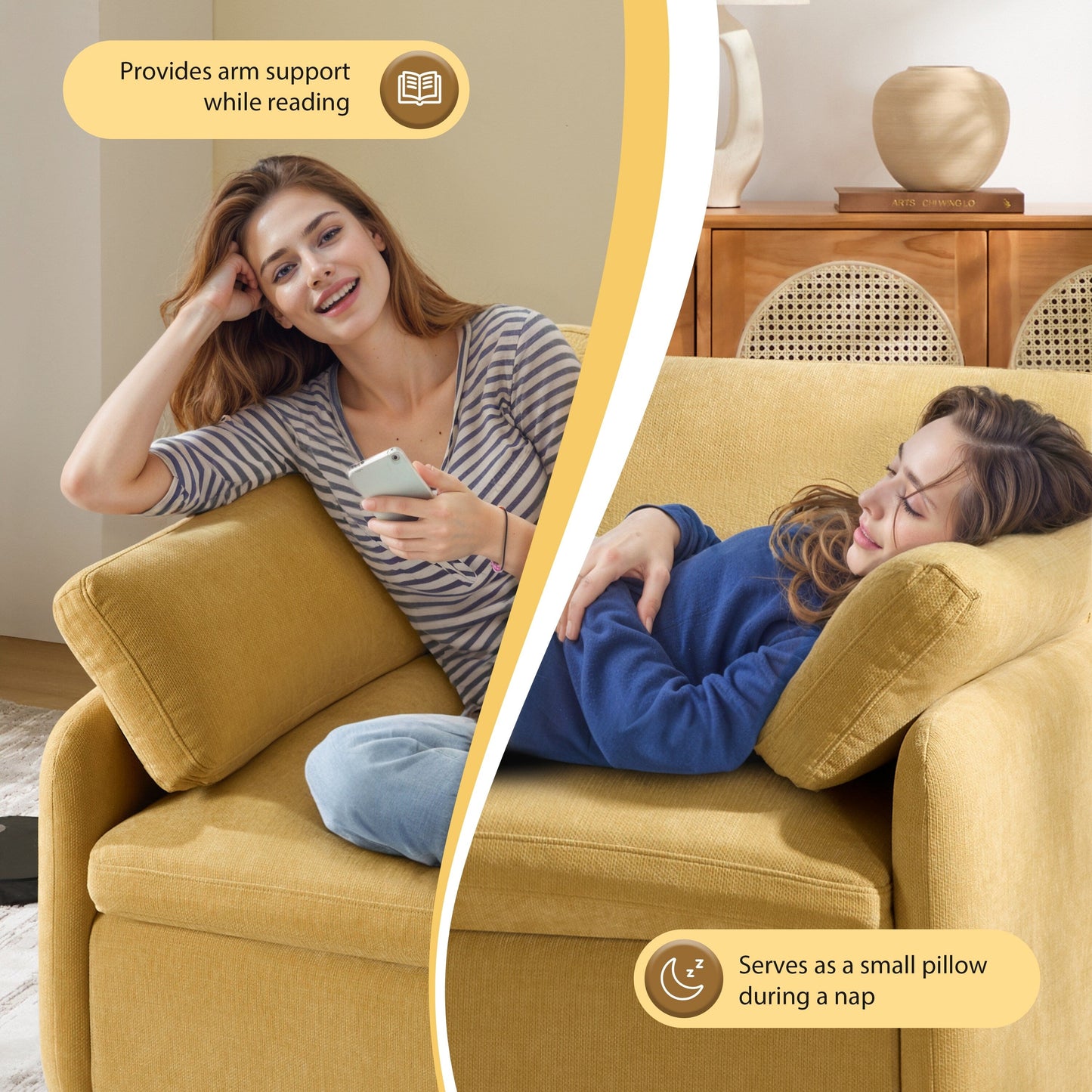 Roomfitters Chenille Oversized Accent Chair with Pillows, Comfy Upholstered Lounge Armchair for Living Room