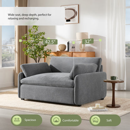 Roomfitters Chenille Oversized Accent Chair with Pillows, Comfy Upholstered Lounge Armchair for Living Room