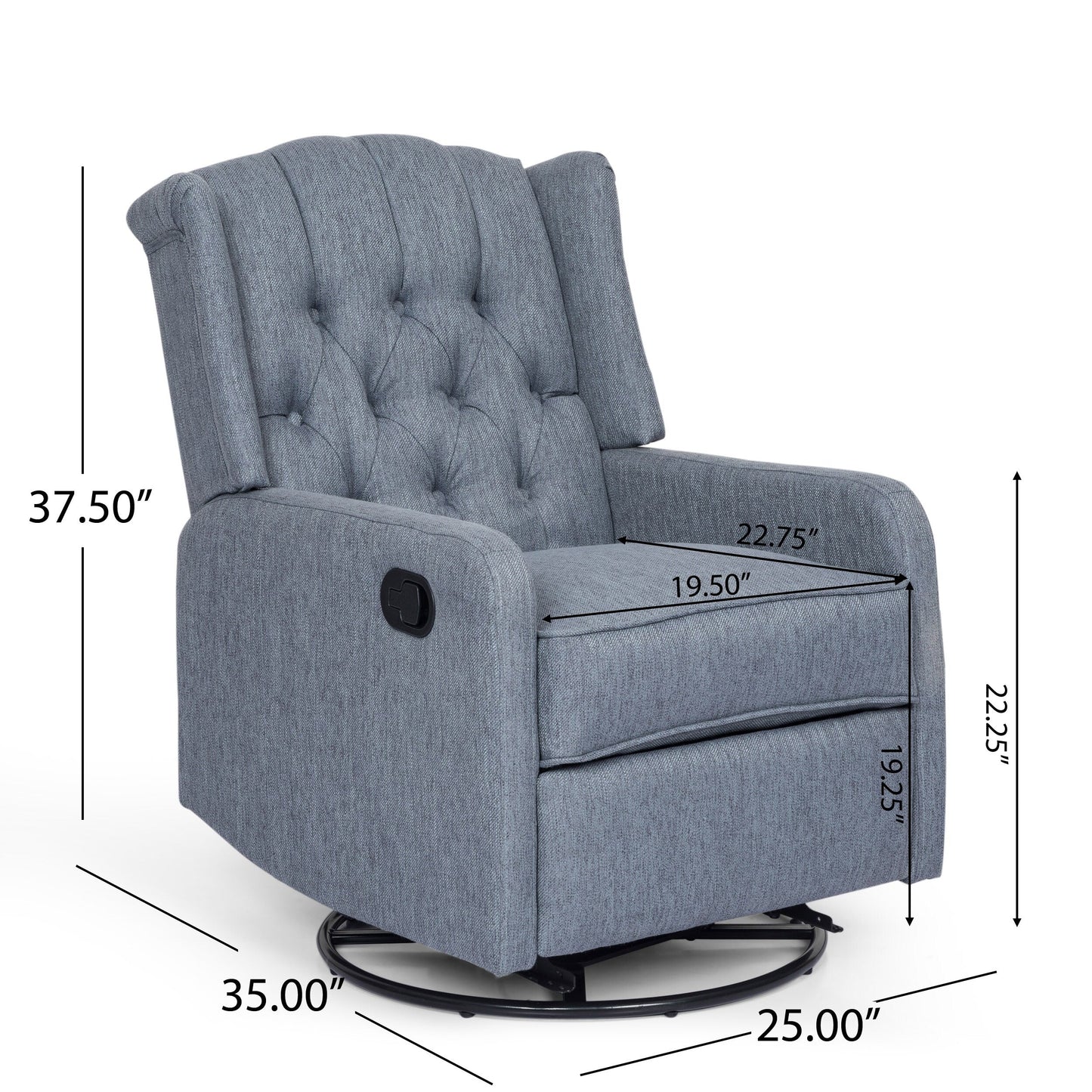 Roomfitters Classic Design, Manual Recliner Chair with 360-Degree Swivel, Relaxing Lounge Chair for Living Room
