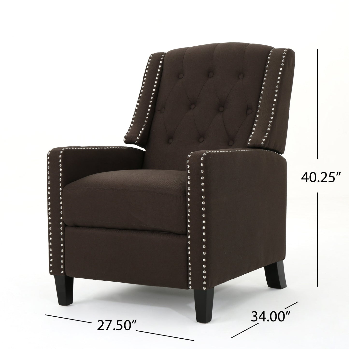 Roomfitters Classic Fabric Push Back Chair, Elegant Recliner for Living Room, Bedroom