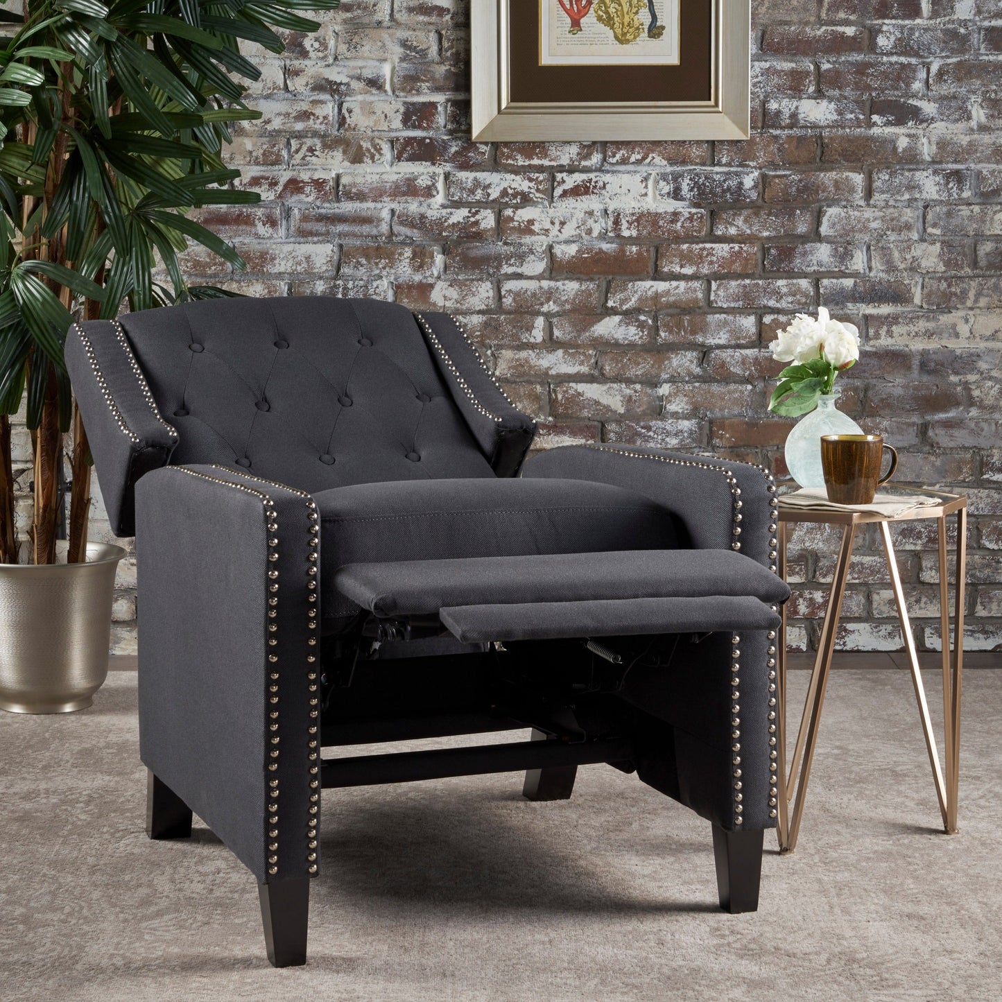 Roomfitters Classic Fabric Push Back Chair, Elegant Recliner for Living Room, Bedroom
