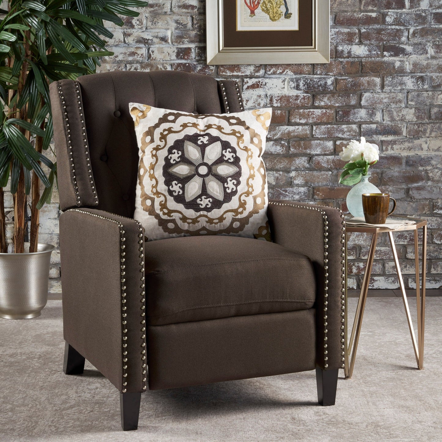 Roomfitters Classic Fabric Push Back Chair, Elegant Recliner for Living Room, Bedroom