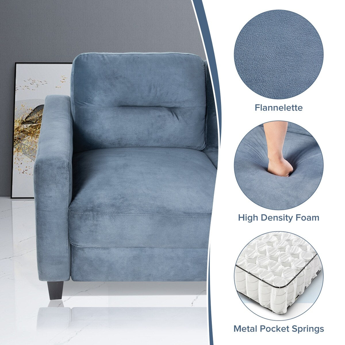 Roomfitters Comfortable Sectional Seater Couch and Sofa Set for Living Room, Bedroom, Office | Small Space Furniture