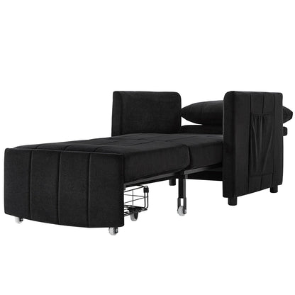 Roomfitters Convertible Sleeper Sofa with Pull-Out Bed 5-Position Adjustable Backrest Side Pockets & Storage Basket