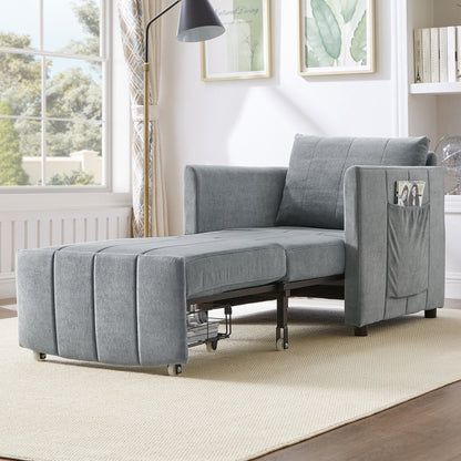 Roomfitters Convertible Sleeper Sofa with Pull-Out Bed 5-Position Adjustable Backrest Side Pockets & Storage Basket