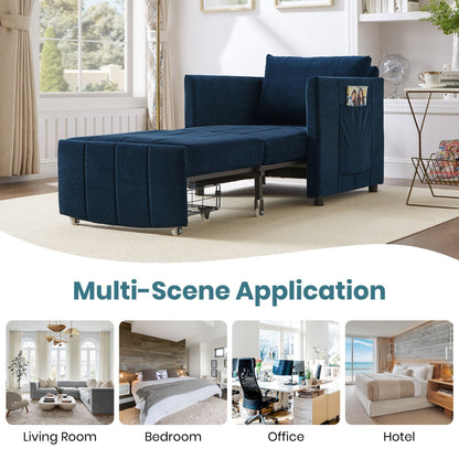 Roomfitters Convertible Sleeper Sofa with Pull-Out Bed 5-Position Adjustable Backrest Side Pockets & Storage Basket