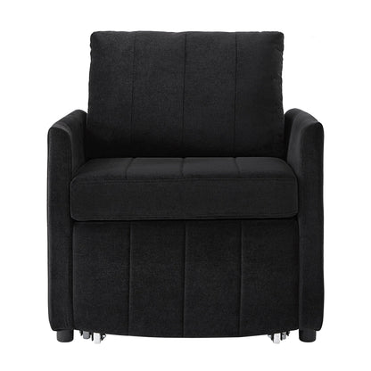 Roomfitters Convertible Sleeper Sofa with Pull-Out Bed 5-Position Adjustable Backrest Side Pockets & Storage Basket