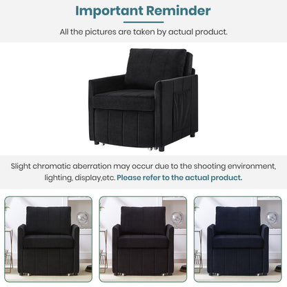 Roomfitters Convertible Sleeper Sofa with Pull-Out Bed 5-Position Adjustable Backrest Side Pockets & Storage Basket