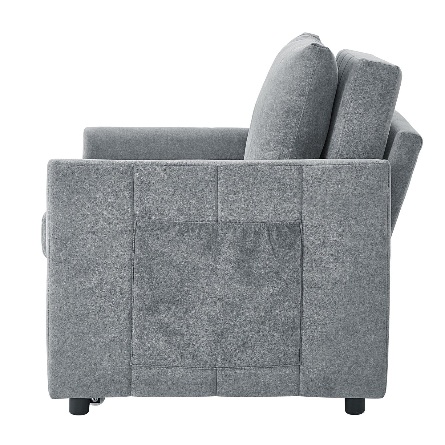 Roomfitters Convertible Sleeper Sofa with Pull-Out Bed 5-Position Adjustable Backrest Side Pockets & Storage Basket
