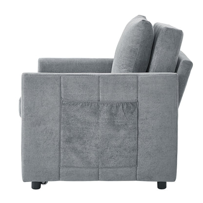 Roomfitters Convertible Sleeper Sofa with Pull-Out Bed 5-Position Adjustable Backrest Side Pockets & Storage Basket