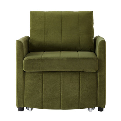 Roomfitters Convertible Sleeper Sofa with Pull-Out Bed 5-Position Adjustable Backrest Side Pockets & Storage Basket