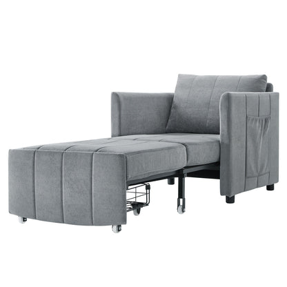 Roomfitters Convertible Sleeper Sofa with Pull-Out Bed 5-Position Adjustable Backrest Side Pockets & Storage Basket