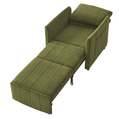 Roomfitters Convertible Sleeper Sofa with Pull-Out Bed 5-Position Adjustable Backrest Side Pockets & Storage Basket