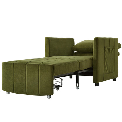 Roomfitters Convertible Sleeper Sofa with Pull-Out Bed 5-Position Adjustable Backrest Side Pockets & Storage Basket