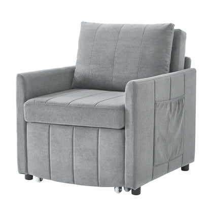 Roomfitters Convertible Sleeper Sofa with Pull-Out Bed 5-Position Adjustable Backrest Side Pockets & Storage Basket