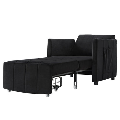 Roomfitters Convertible Sleeper Sofa with Pull-Out Bed 5-Position Adjustable Backrest Side Pockets & Storage Basket