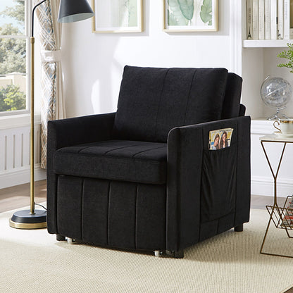 Roomfitters Convertible Sleeper Sofa with Pull-Out Bed 5-Position Adjustable Backrest Side Pockets & Storage Basket