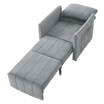 Roomfitters Convertible Sleeper Sofa with Pull-Out Bed 5-Position Adjustable Backrest Side Pockets & Storage Basket