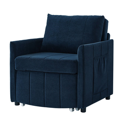 Roomfitters Convertible Sleeper Sofa with Pull-Out Bed 5-Position Adjustable Backrest Side Pockets & Storage Basket