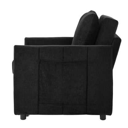Roomfitters Convertible Sleeper Sofa with Pull-Out Bed 5-Position Adjustable Backrest Side Pockets & Storage Basket