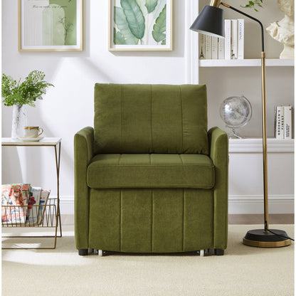 Roomfitters Convertible Sleeper Sofa with Pull-Out Bed 5-Position Adjustable Backrest Side Pockets & Storage Basket