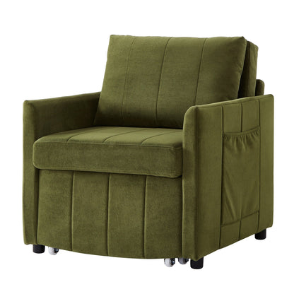 Roomfitters Convertible Sleeper Sofa with Pull-Out Bed 5-Position Adjustable Backrest Side Pockets & Storage Basket