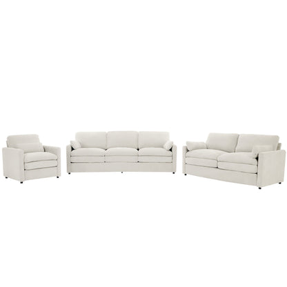 Roomfitters Cozy Oversized Cloud Sofa Group Upholstered 3-Piece Set with Double Plush Cushions for Living Room