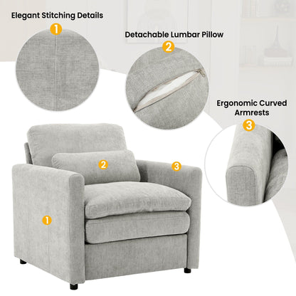 Roomfitters Cozy Oversized Cloud Sofa Group Upholstered 3-Piece Set with Double Plush Cushions for Living Room