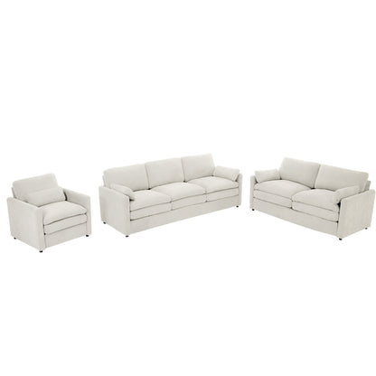 Roomfitters Cozy Oversized Cloud Sofa Group Upholstered 3-Piece Set with Double Plush Cushions for Living Room